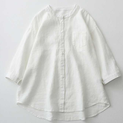 Pure Cotton Plain Shirt With Pocket For Women