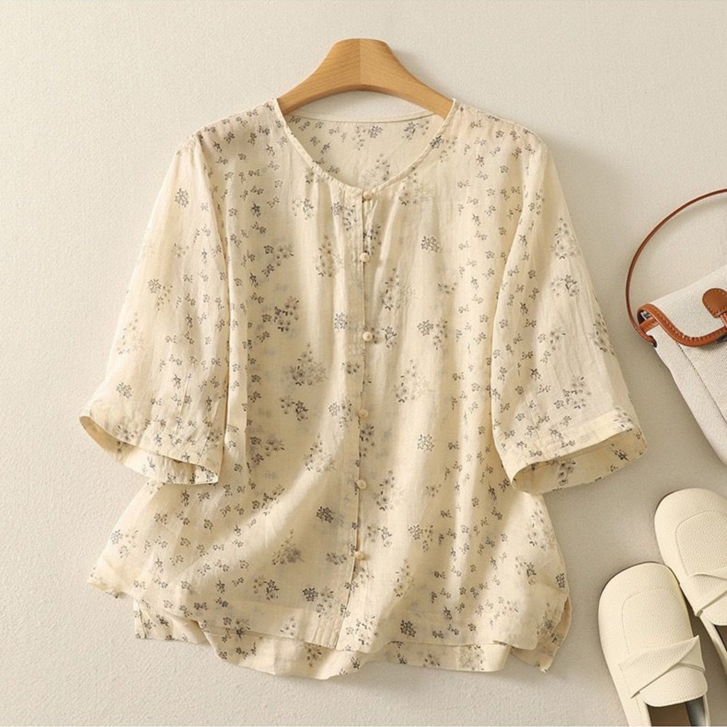 Pure Cotton Floral Printed Casual Wear Top