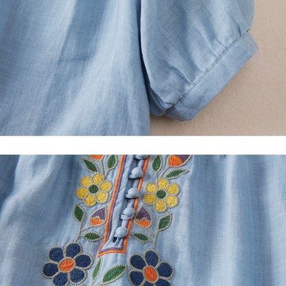 Pure Cotton Embroidered Comfortable Top With Neck Embroidered Sleeves