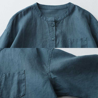 Pure Cotton Plain Shirt With Pocket For Women