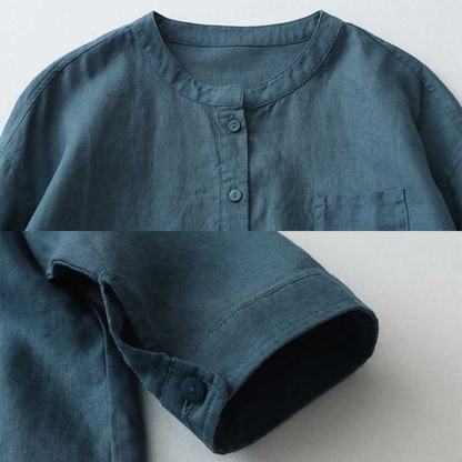 Pure Cotton Plain Shirt With Pocket For Women