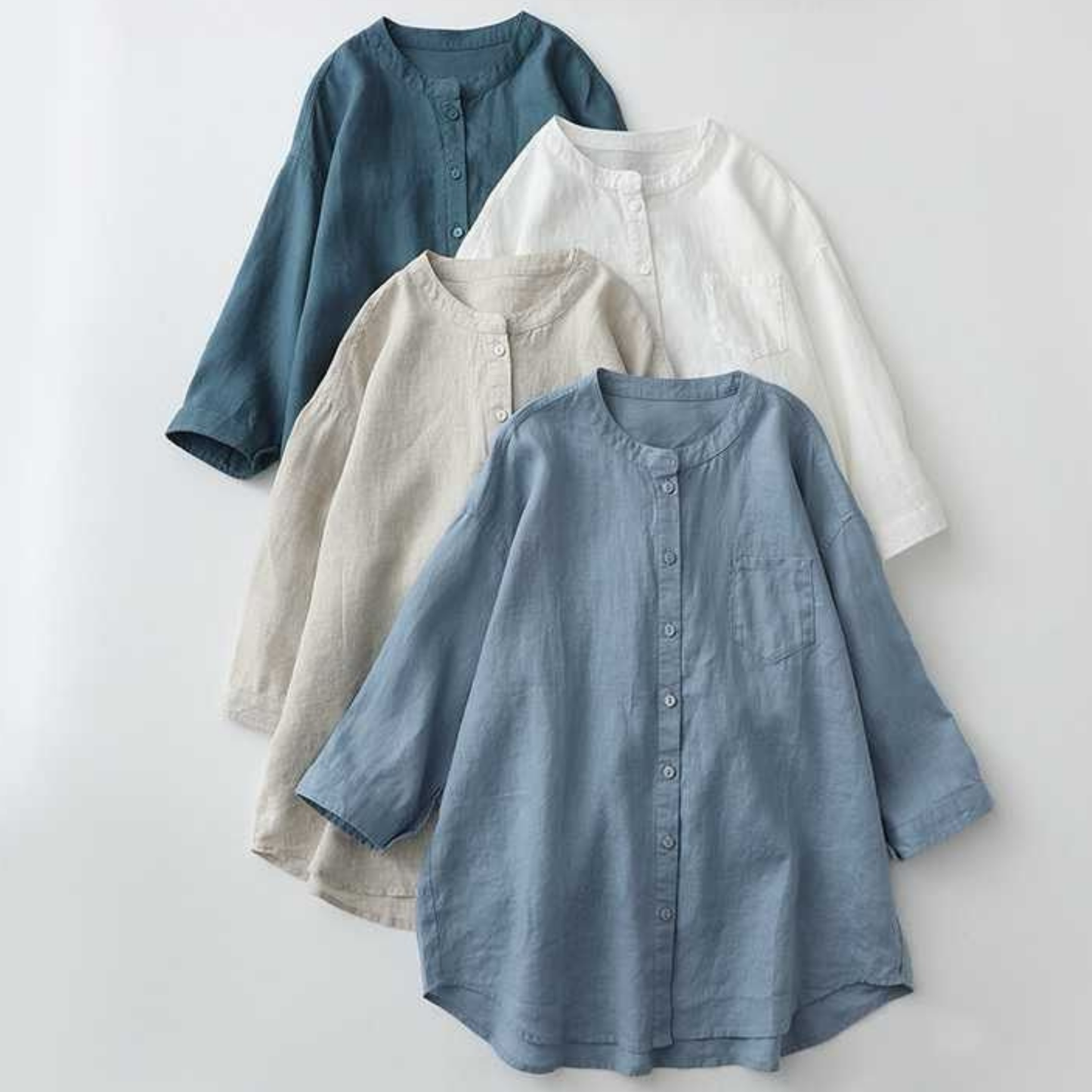 Pure Cotton Plain Shirt With Pocket For Women