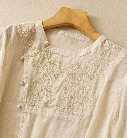 Pure Cotton Embroidered Round Neck Women's Top