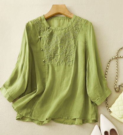 Pure Cotton Embroidered Round Neck Women's Top