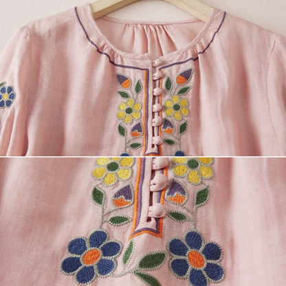 Pure Cotton Embroidered Comfortable Top With Neck Embroidered Sleeves