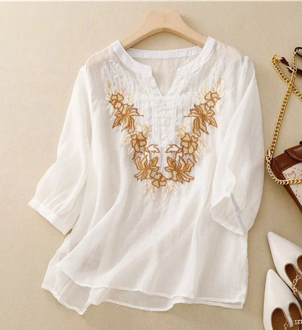 Pure Cotton Floral Embroidered Women’s  Top
