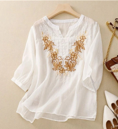 Pure Cotton Floral Embroidered Women’s  Top