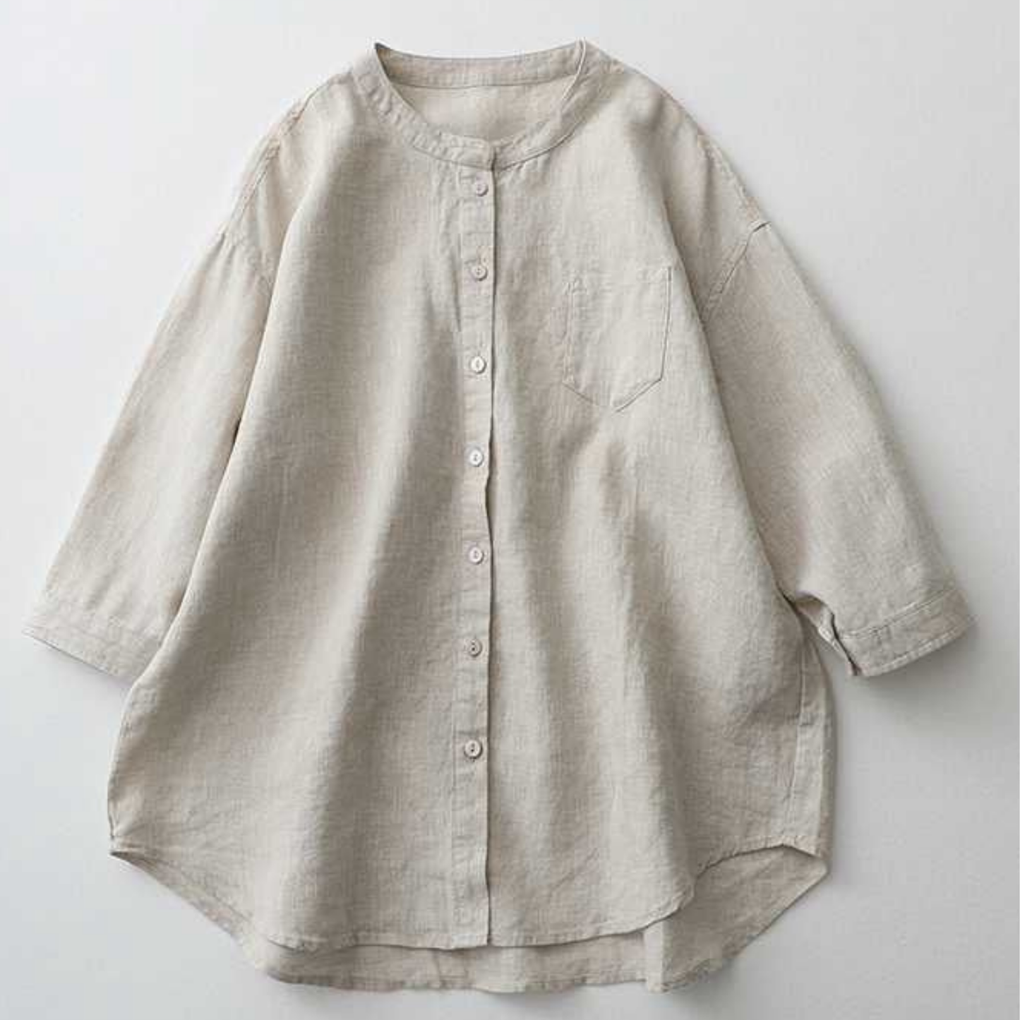 Pure Cotton Plain Shirt With Pocket For Women