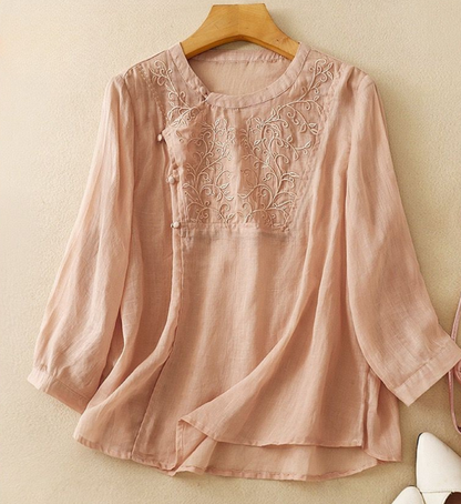 Pure Cotton Embroidered Round Neck Women's Top