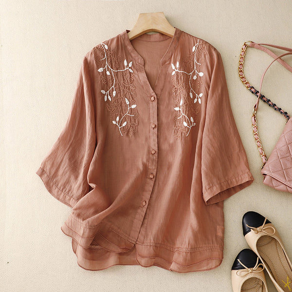Pure Cotton Embroidered Women's Shirt
