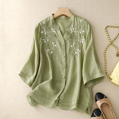 Pure Cotton Embroidered Women's Shirt