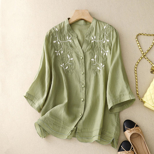 Pure Cotton Embroidered Women's Shirt